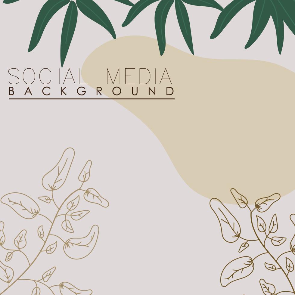 vector botanic, flowers, plants banner background square social media post,