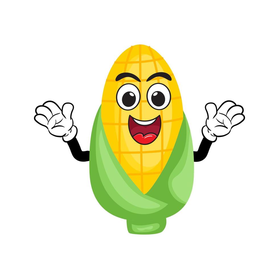 ilustración vectorial de dibujos animados de maíz, mascota de maíz vintage retro. vector