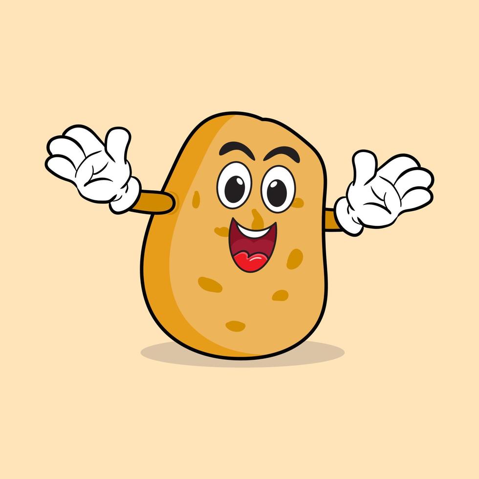 potato carton character, potato retro design, potato mascot vector illustration suitable for food business.