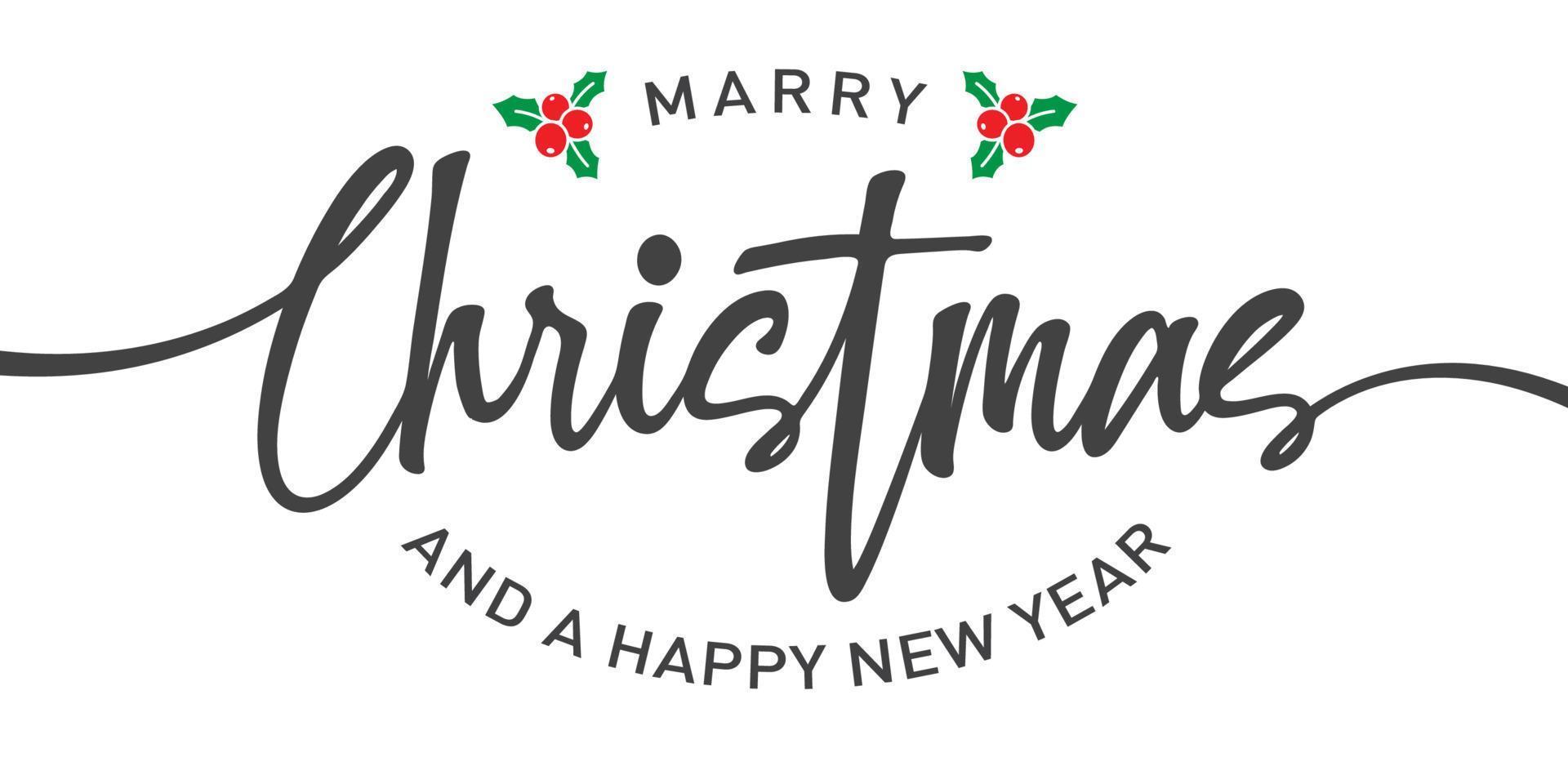 Marry christmas and happy new year lettering design. Christmas poster. Vector illustration