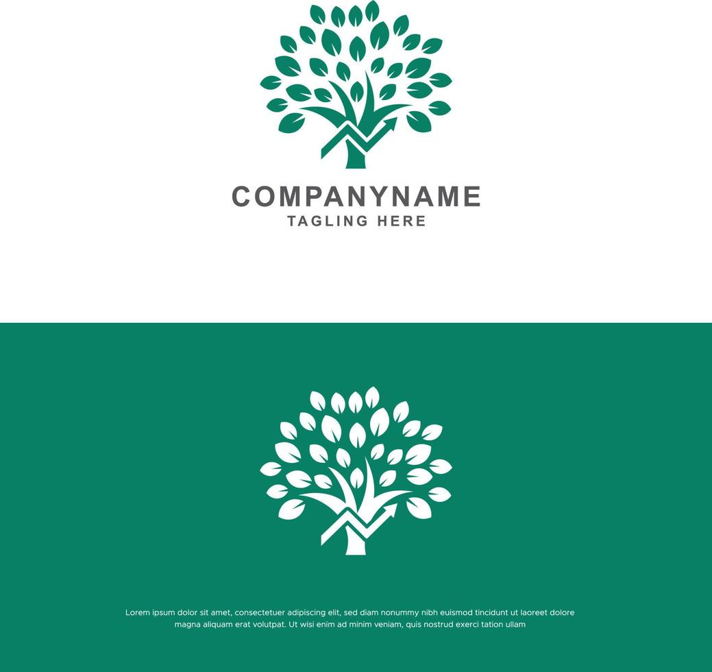 tree logo icon template design. Round garden plant natural line symbol. Green branch with leaves business sign. Vector illustration.