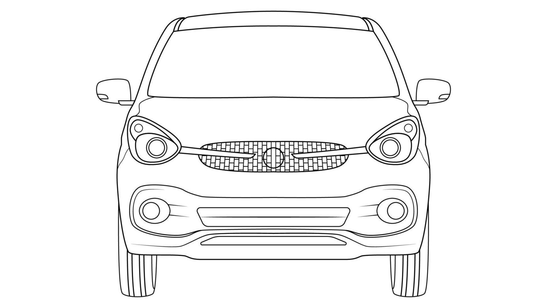 small size hatchback car vector, simple car outline vector illustration