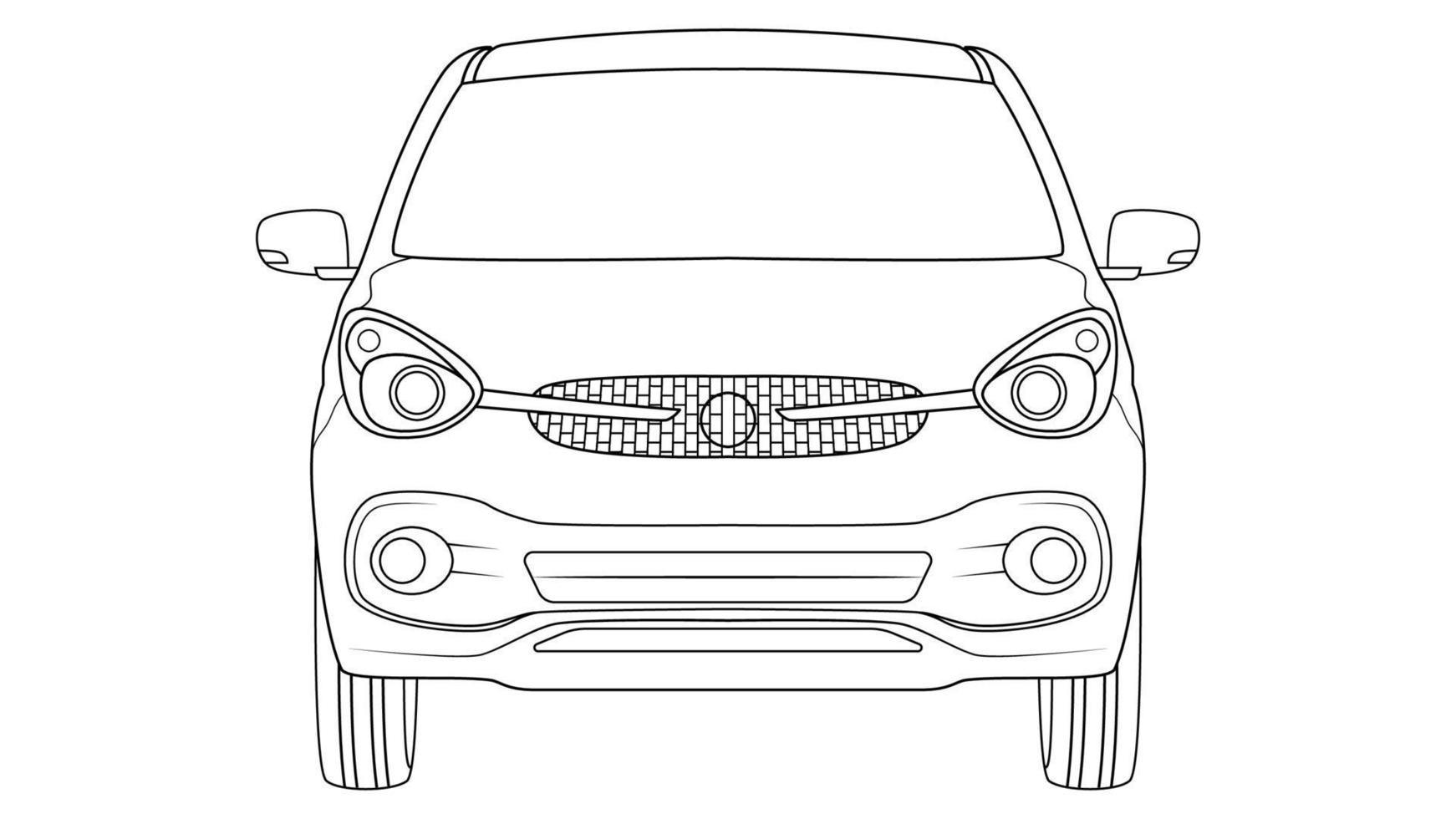 vector de coche hatchback de tamaño pequeño, ilustración de vector de contorno de coche simple