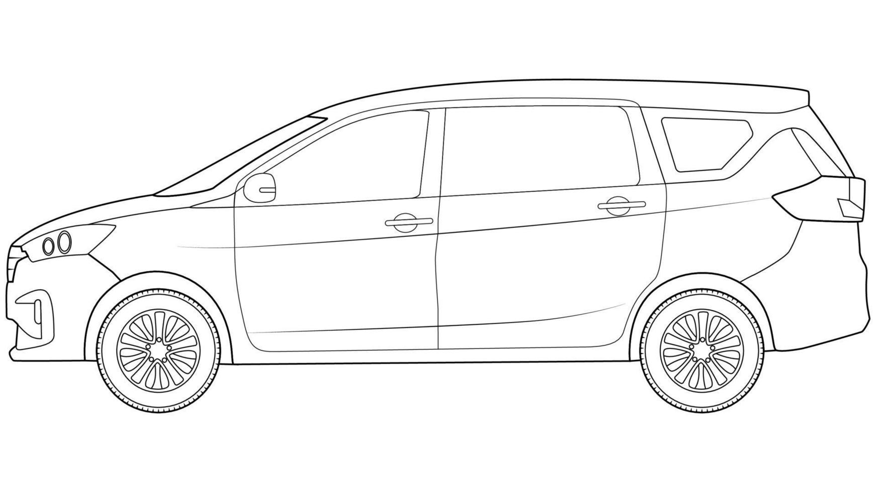 ilustración de vector de contorno de coche premium sobre fondo blanco