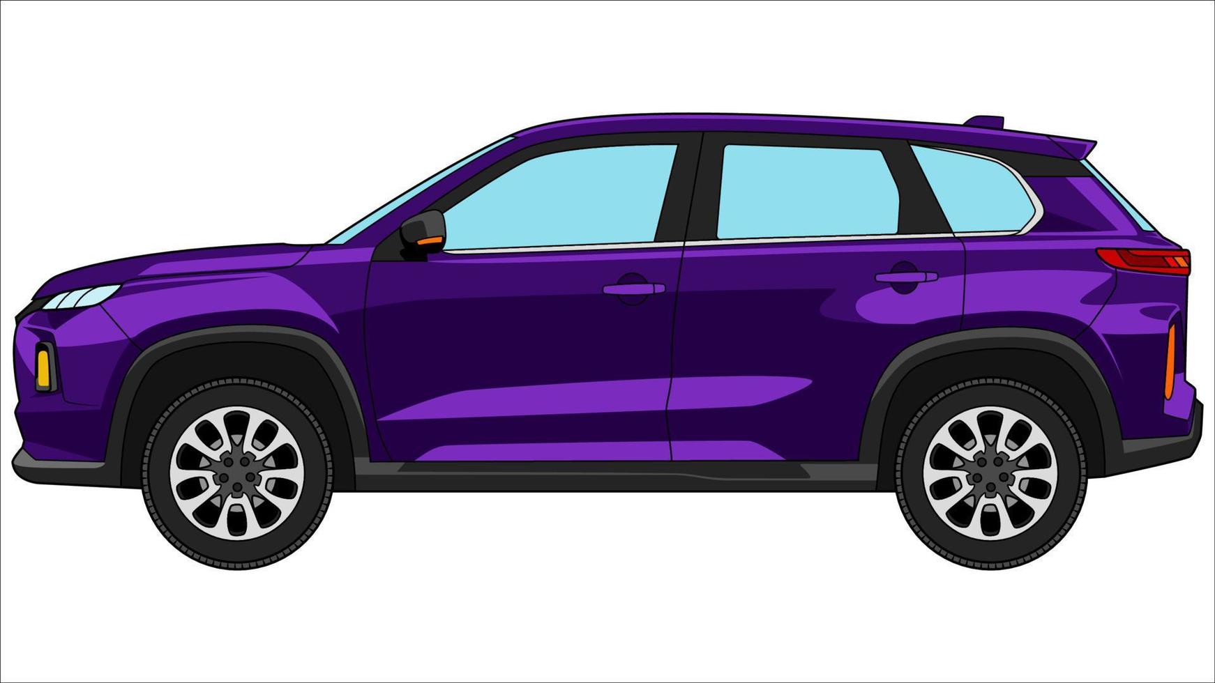 coche suv premium en vector de color brillante, ilustración de vector de color plano brillante de coche realista