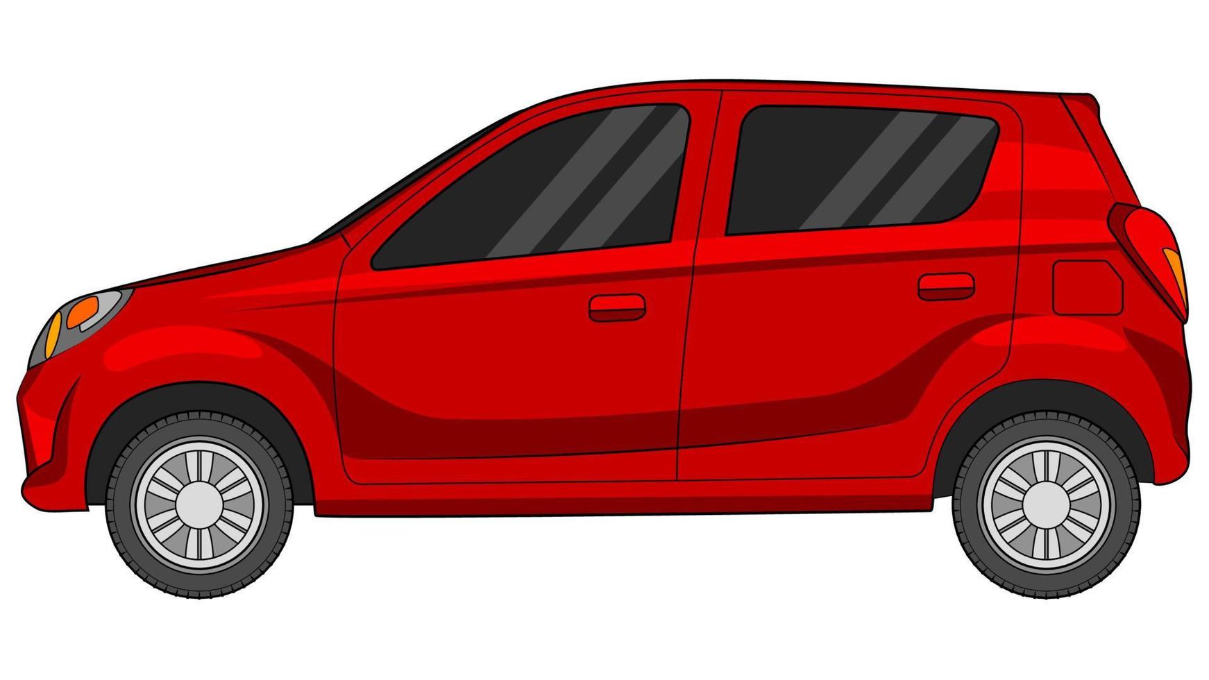 small hatchback car in bright color vector, realistic car flat bright color vector illustration