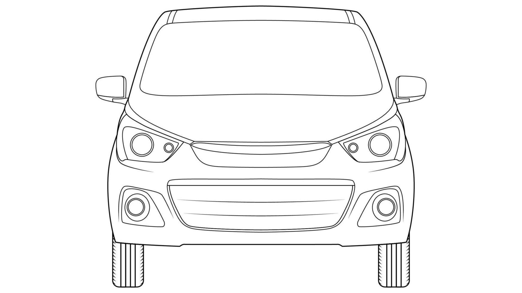 mini hatch back car outline vector illustration