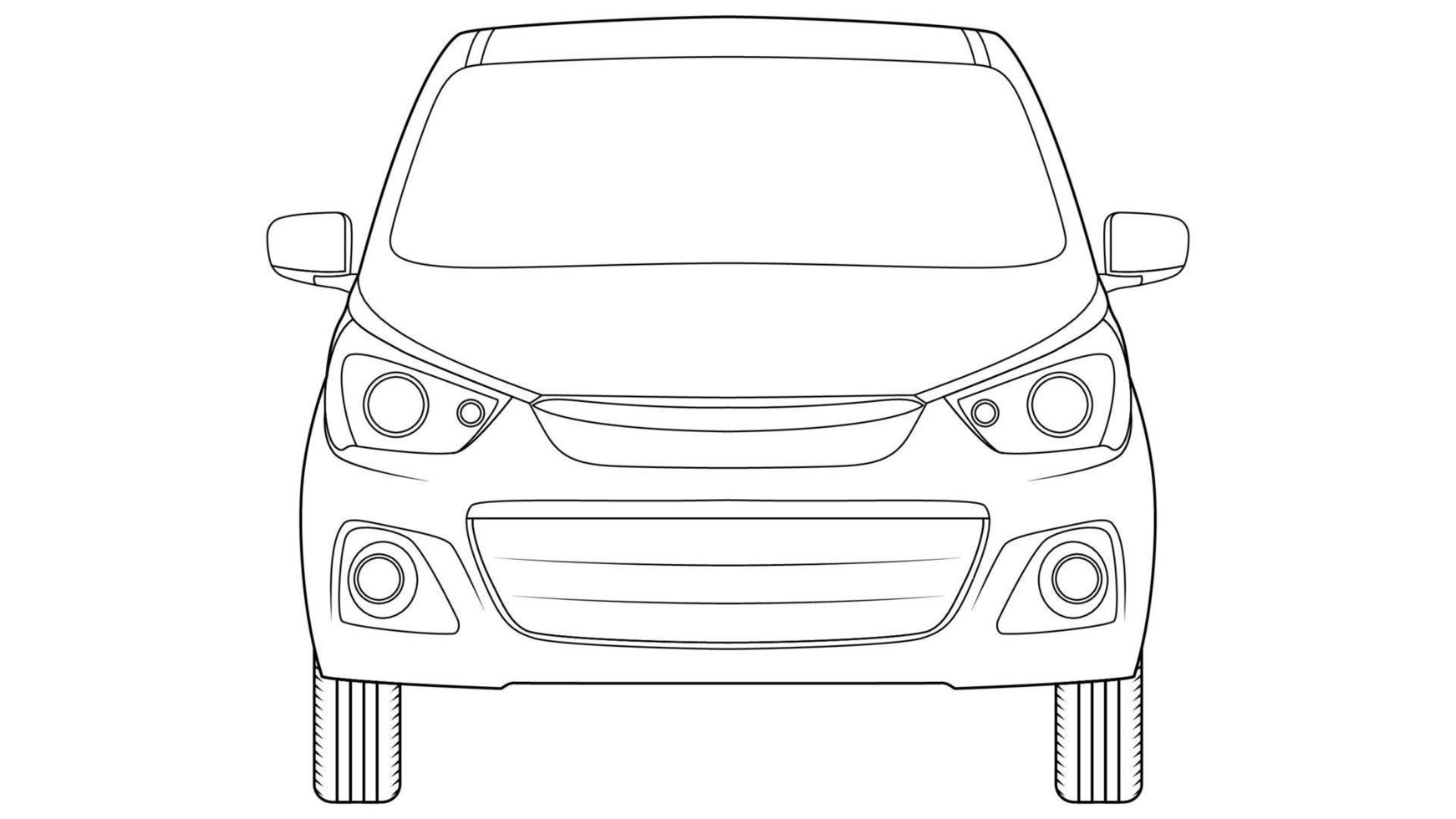 Ilustración de vector de contorno de coche trasero mini escotilla