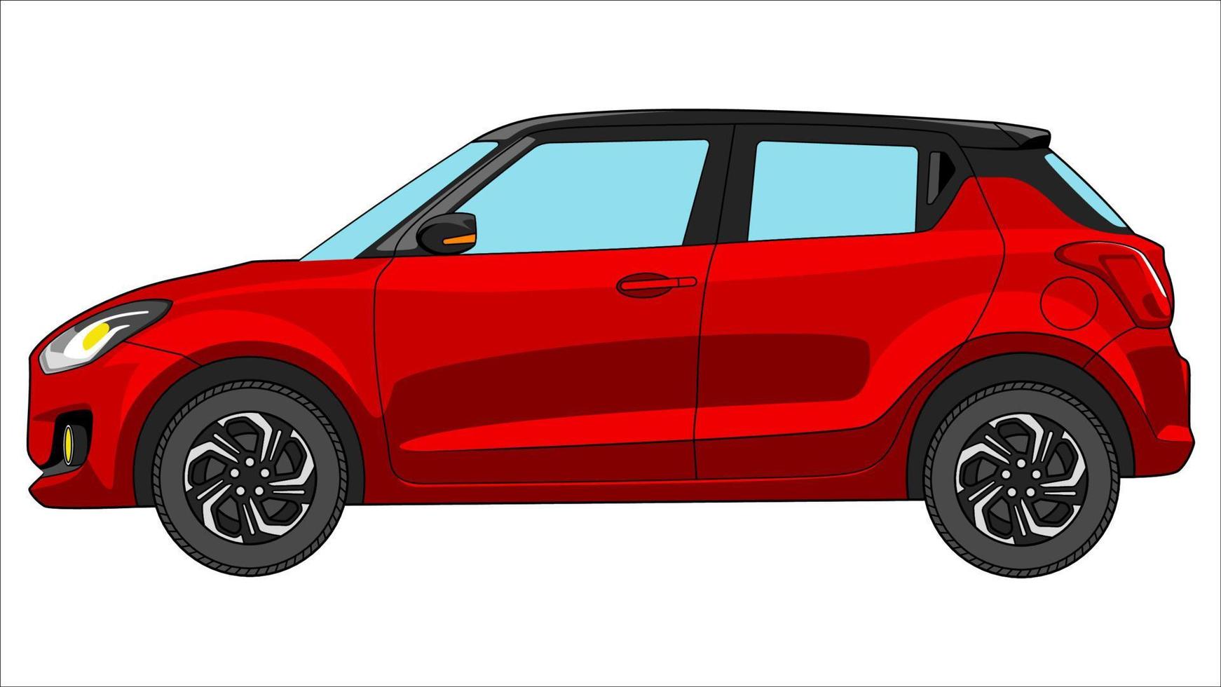 premium hatchback car in bright color vector, realistic car flat bright color vector illustration