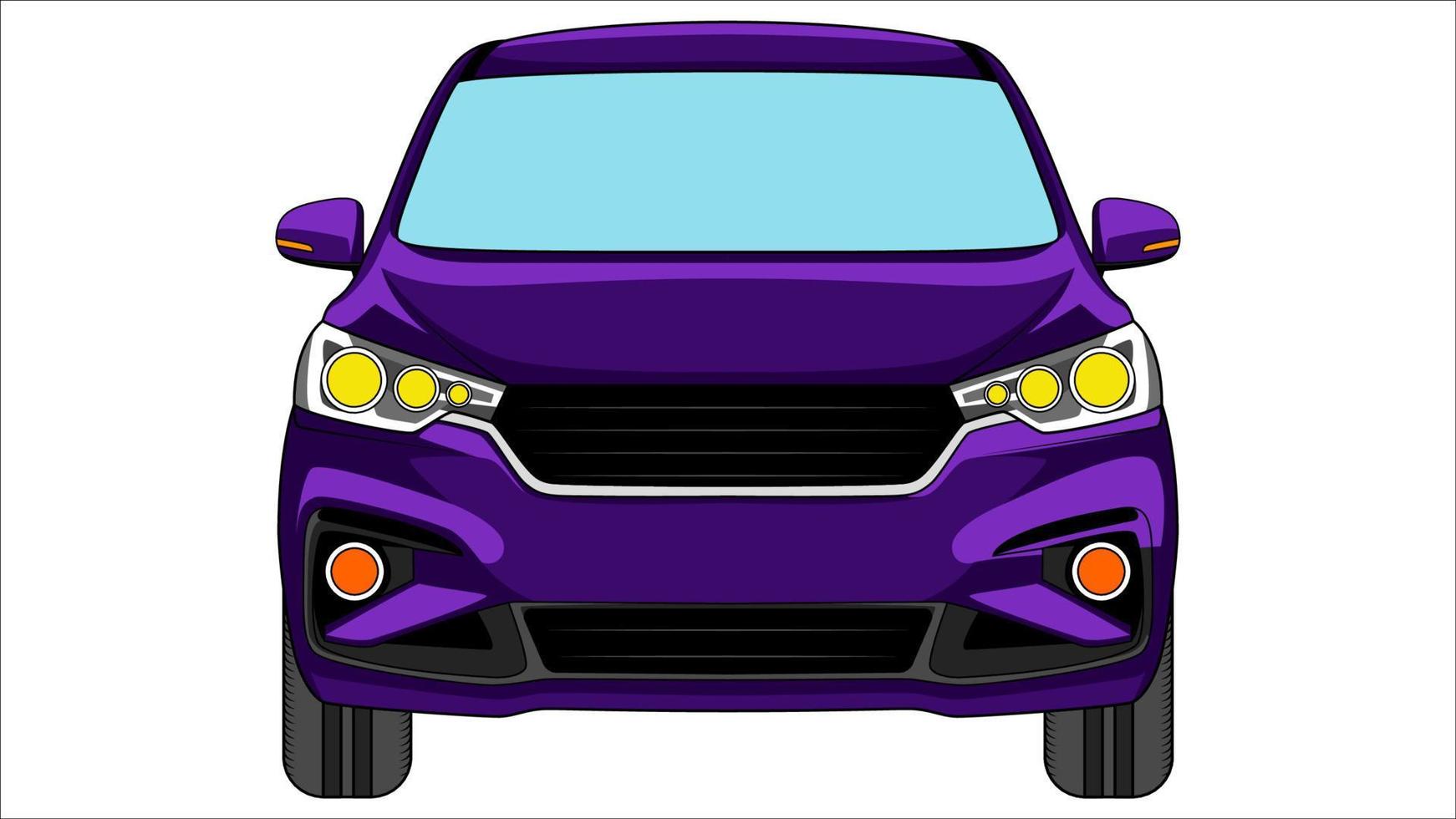 coche familiar premium en vector de color brillante, ilustración de vector de color brillante plano de coche realista