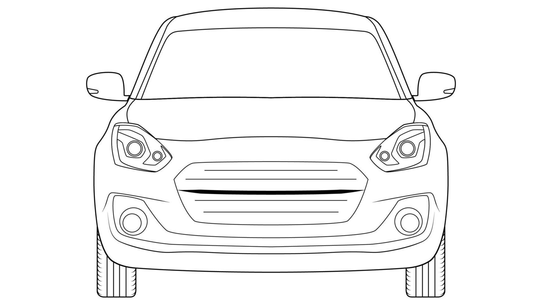 mini hatch back car outline vector illustration