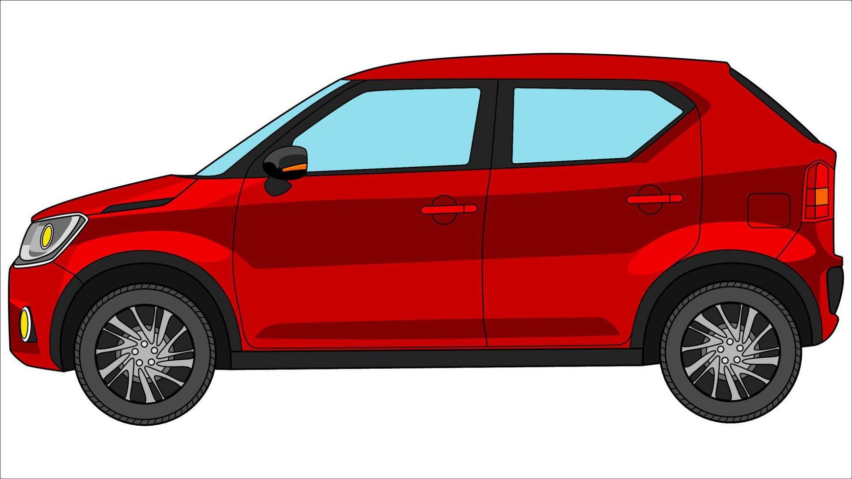 coche hatchback premium en vector de color brillante, ilustración de vector de color brillante plano de coche realista