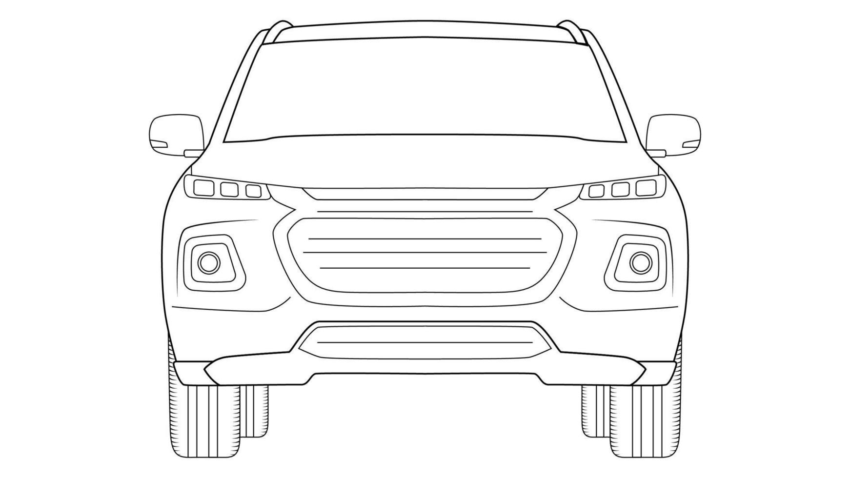 premium suv car outline vector illustration on white background