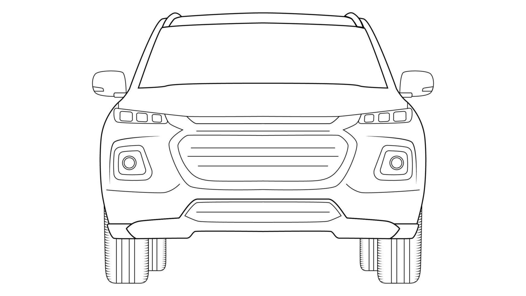 premium suv car outline vector illustration on white background