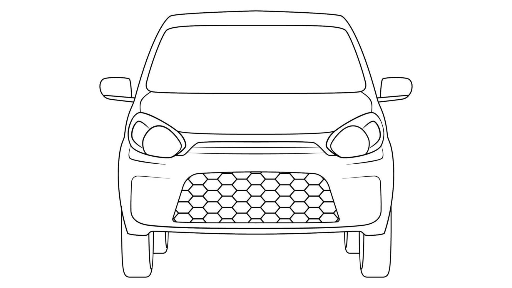 vector de coche hatchback de tamaño pequeño, ilustración de vector de contorno de coche simple