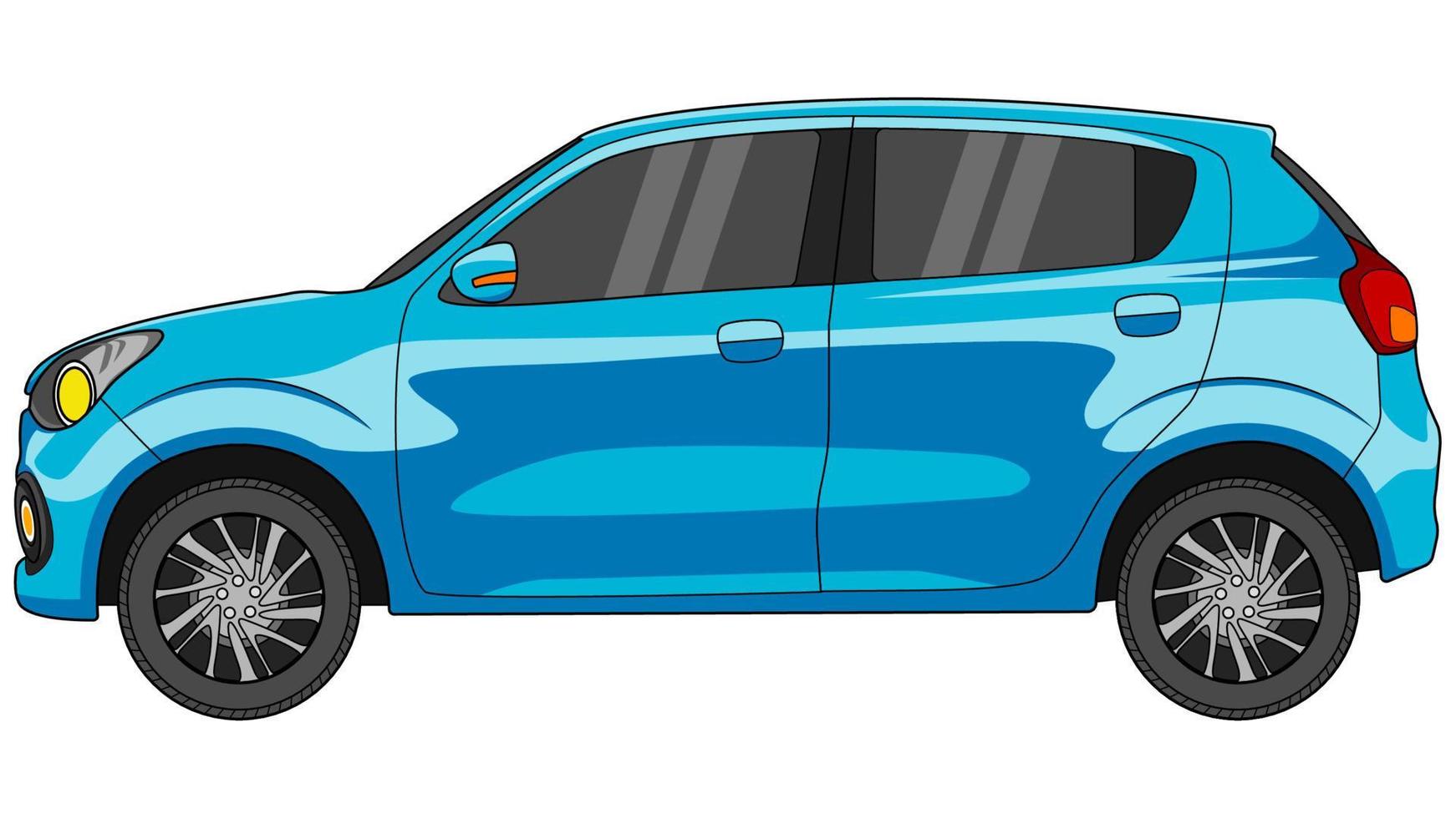 small hatchback car in bright color vector, realistic car flat bright color vector illustration