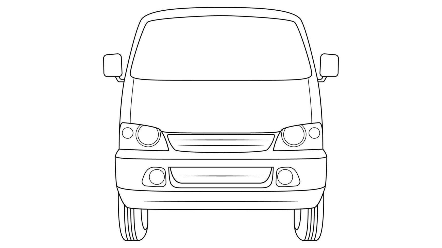 mini can car outline vector illustration on white background