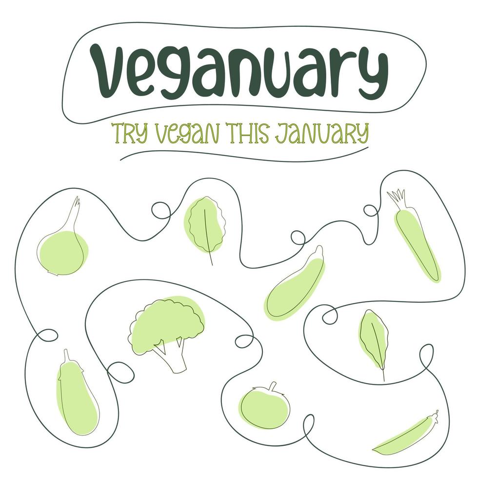 concepto mínimo de vegetarianismo en enero. vamos vegano. vegano vector