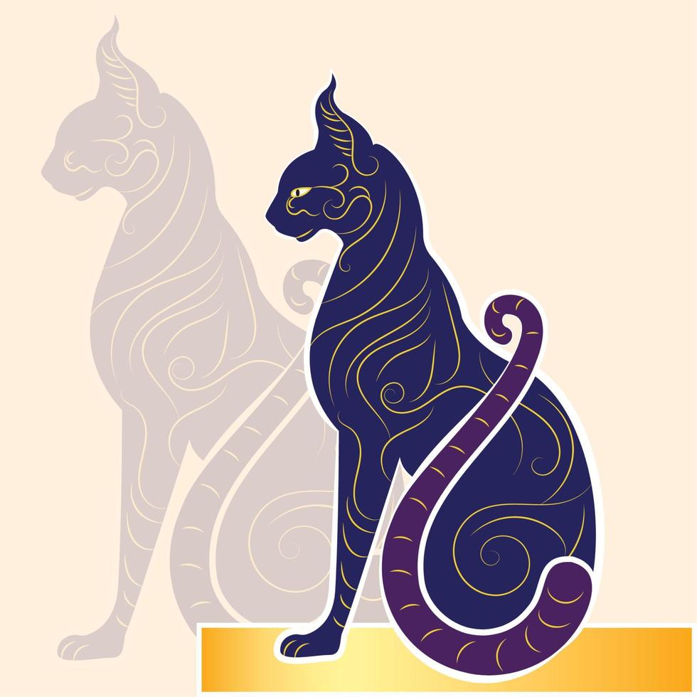 gato egipcio aislado viejo egipto icono vector ilustración