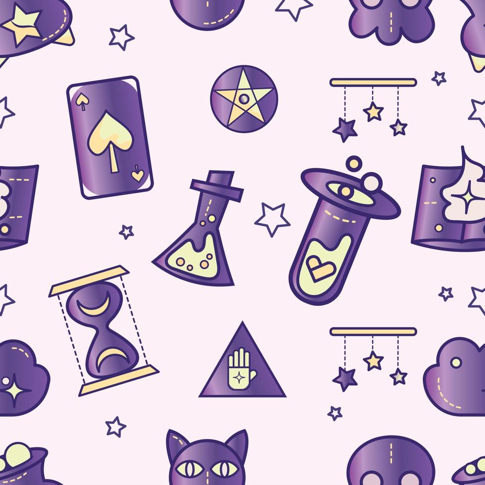 Pattern background with magic icons Vector illustration
