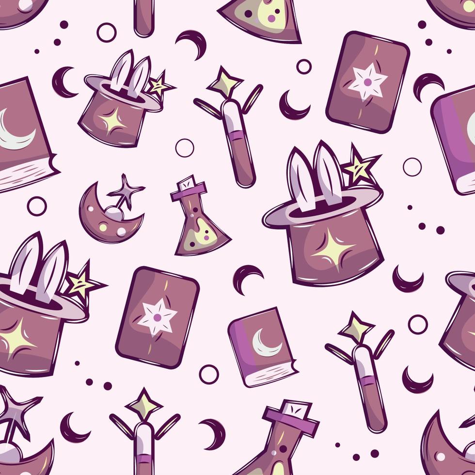 Pattern background with magic icons Vector illustration