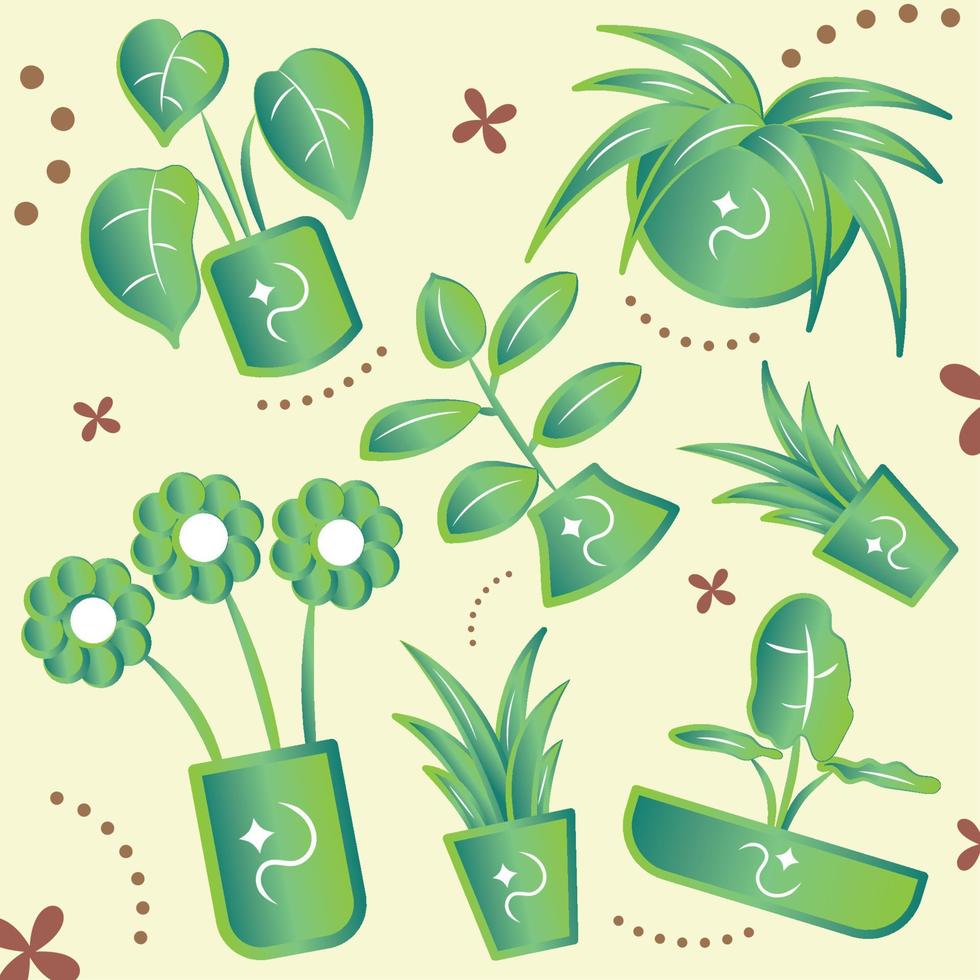Pattern background with indoor plant icons Vector
