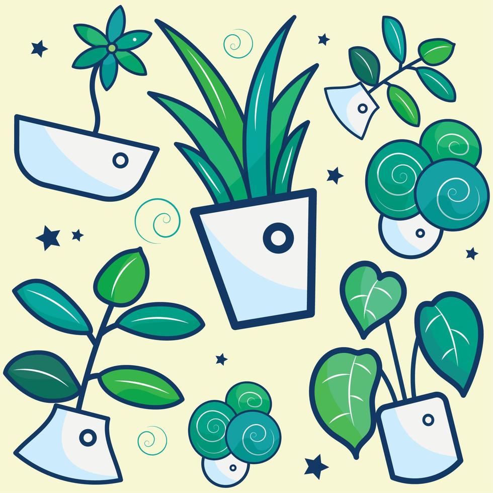 Pattern background with indoor plant icons Vector