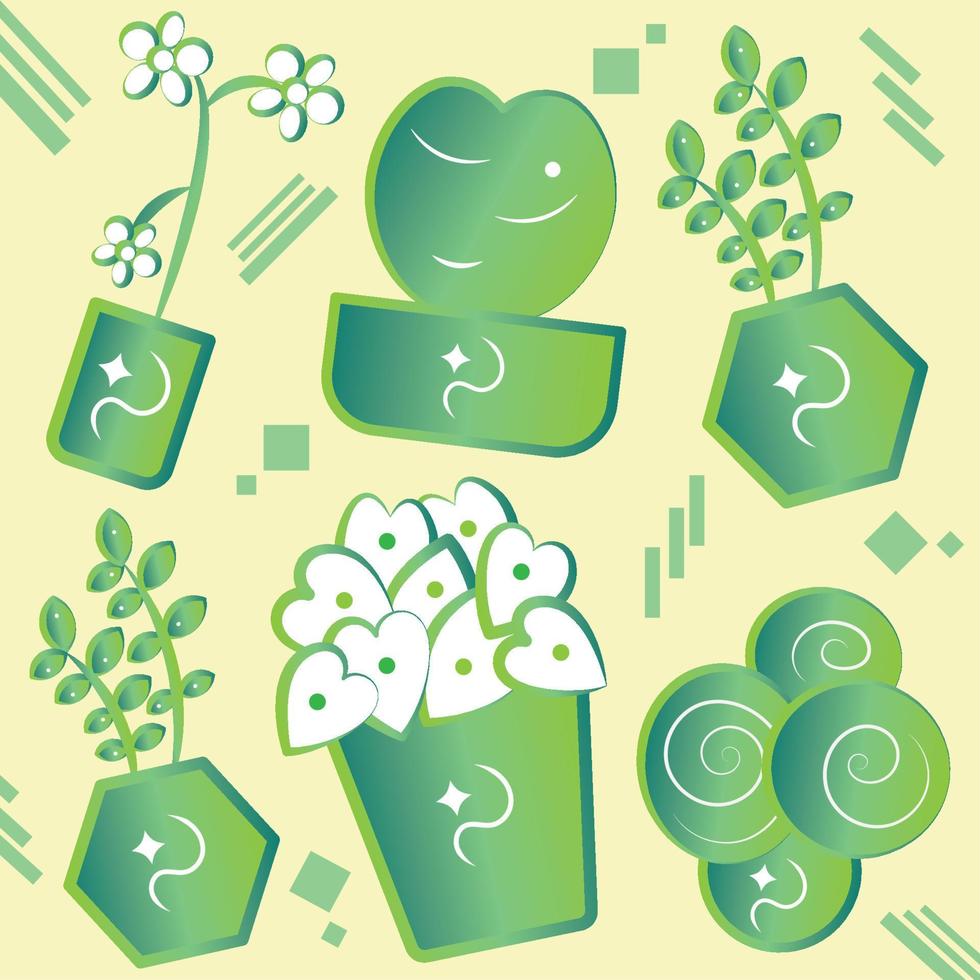 Pattern background with indoor plant icons Vector