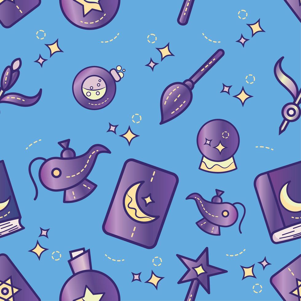 Pattern background with magic icons Vector illustration