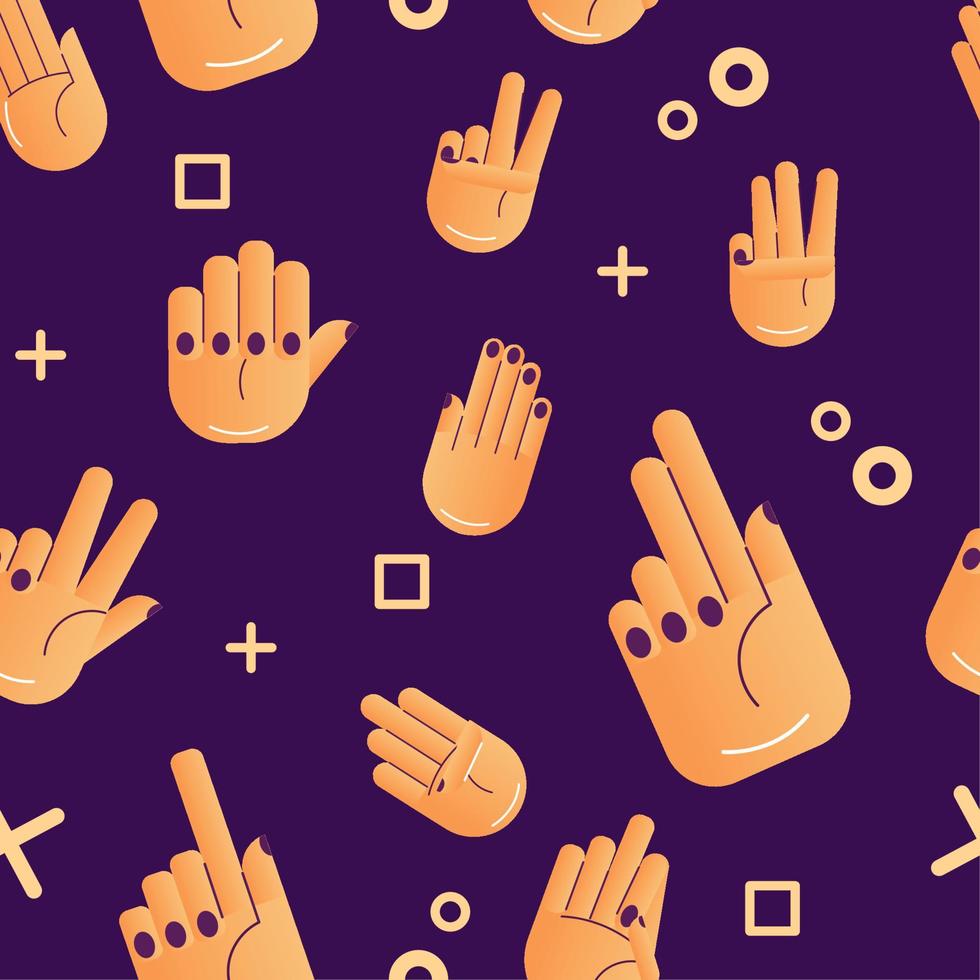 Pattern background with different hand gesture icons Vector illustration