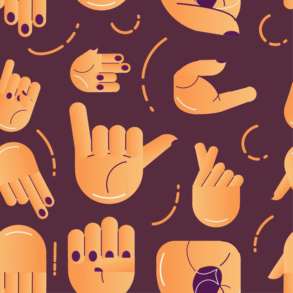 Pattern background with different hand gesture icons Vector illustration