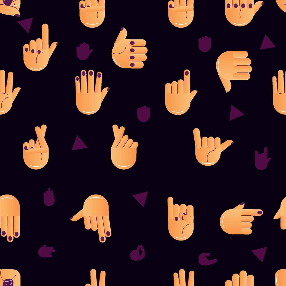 Pattern background with different hand gesture icons Vector illustration