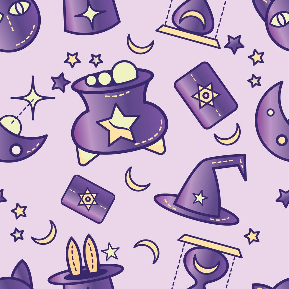 Pattern background with magic icons Vector illustration