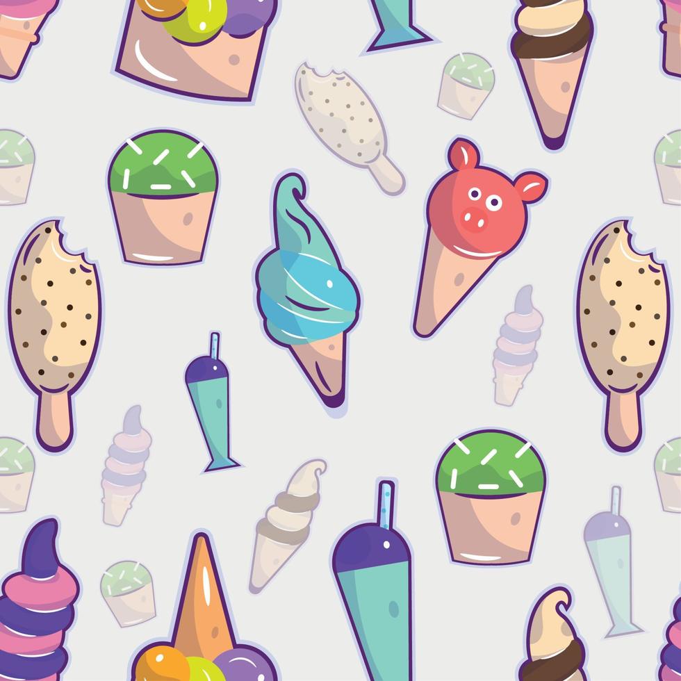 Pattern background with ice cream icons Vector illustration