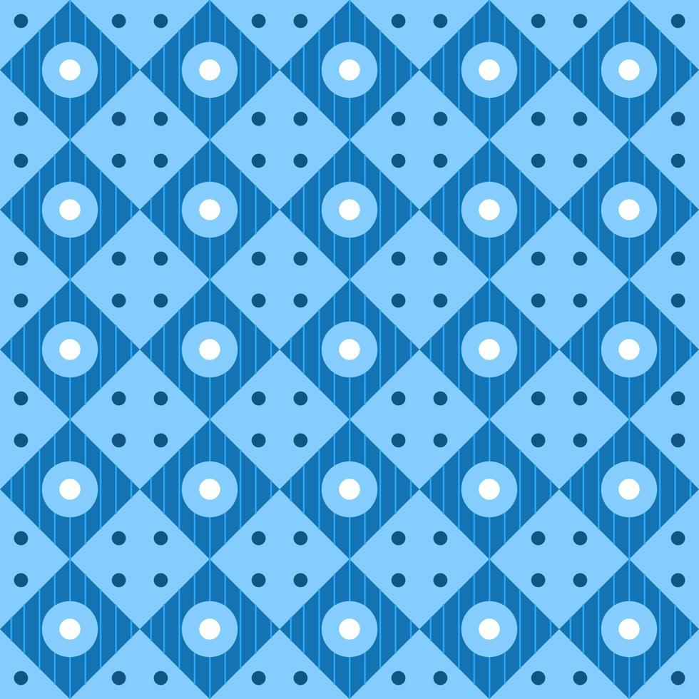 Abstract geometric pattern with cubes and circles in blue colors, seamless vector background for print or wallpaper design