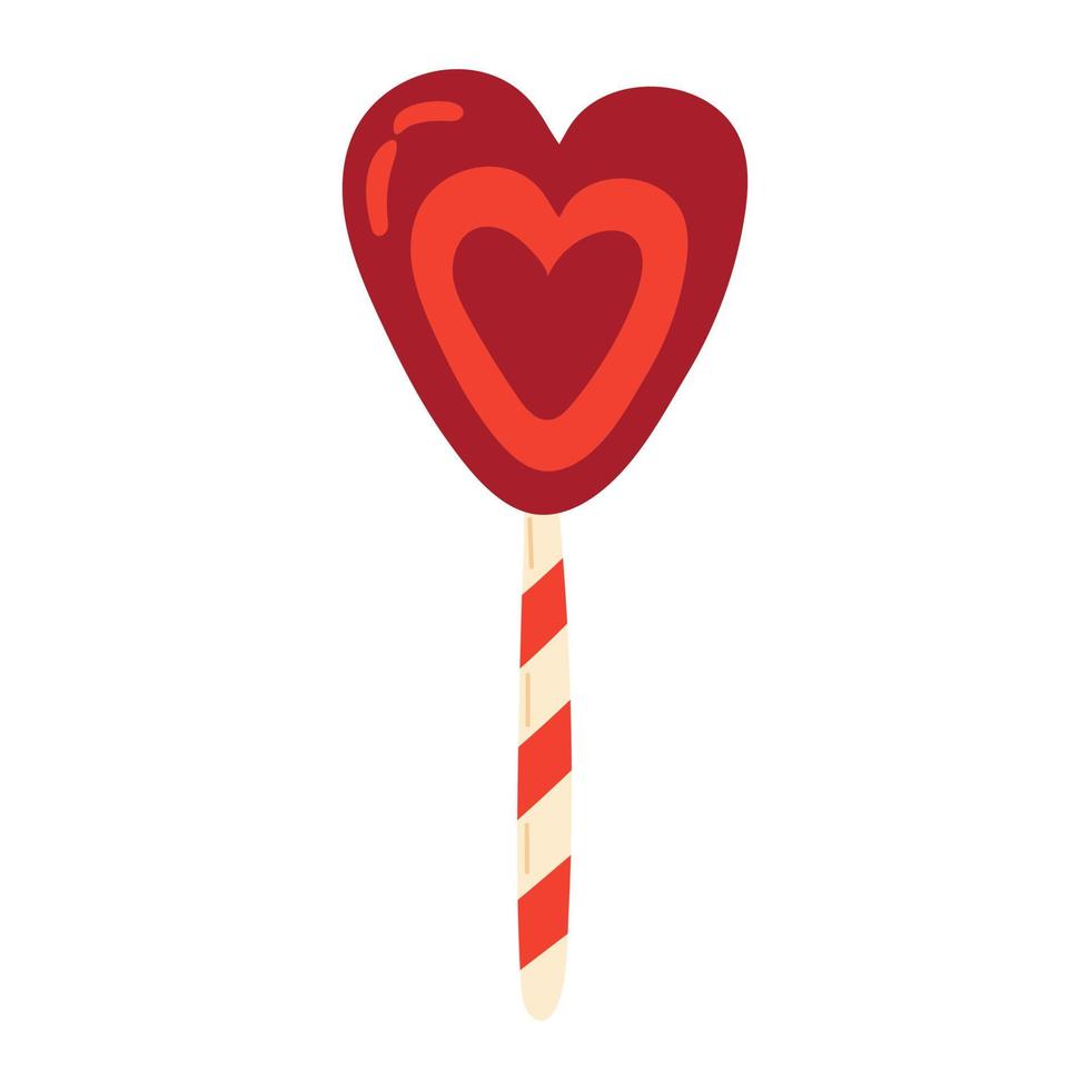 Cozy heart shaped lollipop isolated on white background for holidays celebration vector