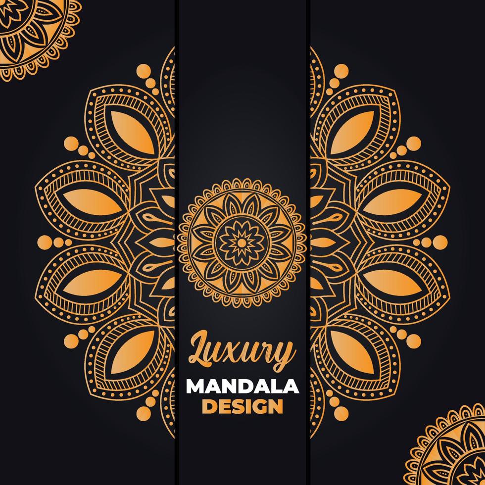 diseño de mandala ornamental y de boda de lujo y fondo islámico en color dorado vector