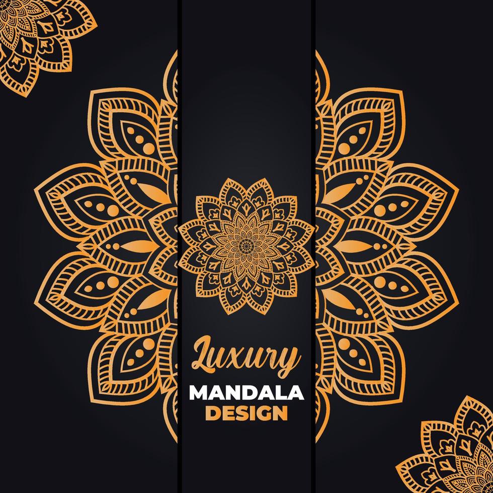 diseño de mandala ornamental y de boda de lujo y fondo islámico en color dorado vector