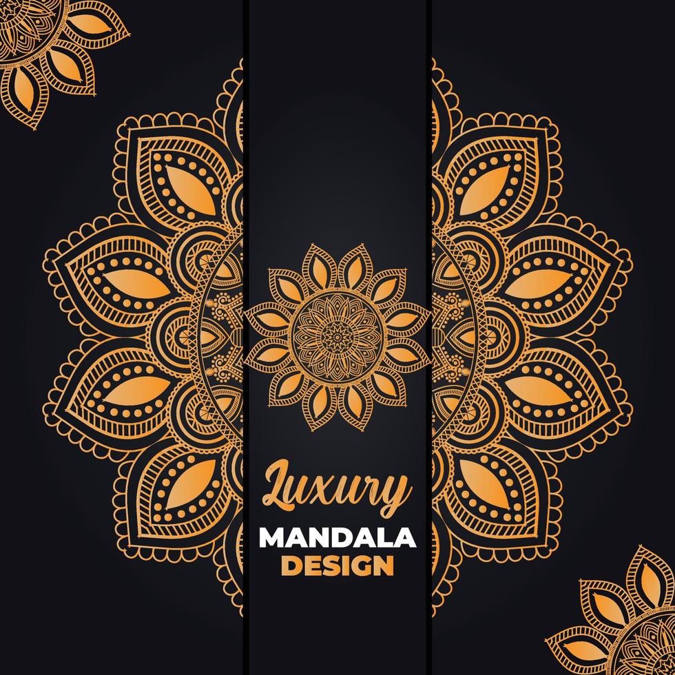 diseño de mandala ornamental y de boda de lujo y fondo islámico en color dorado vector