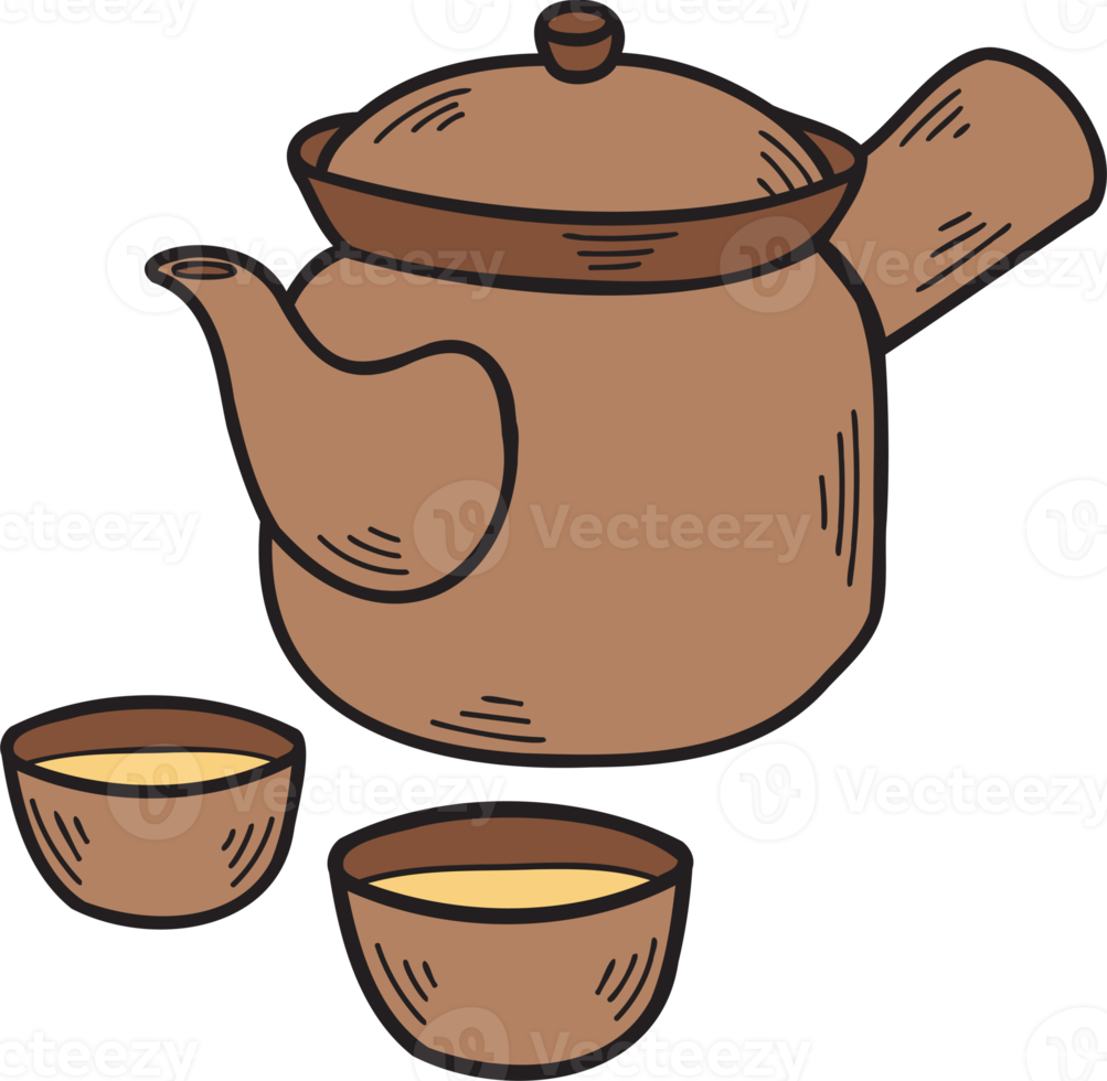 Hand Drawn teapot Chinese and Japanese food illustration png