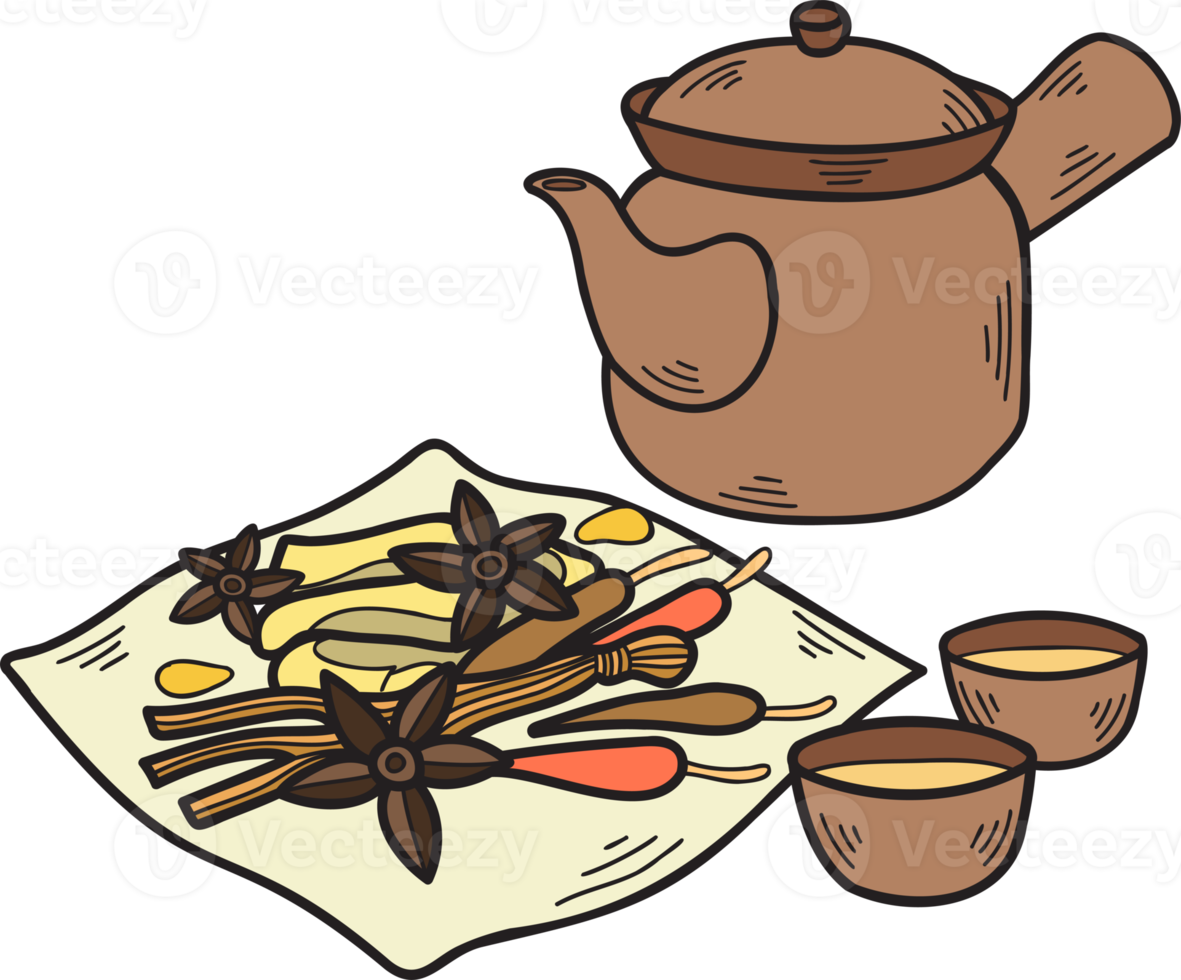 Hand Drawn Chinese herbs Chinese and Japanese food illustration png