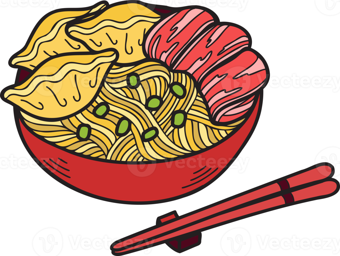 handgezeichnete nudeln oder ramen chinesische und japanische essensillustration png