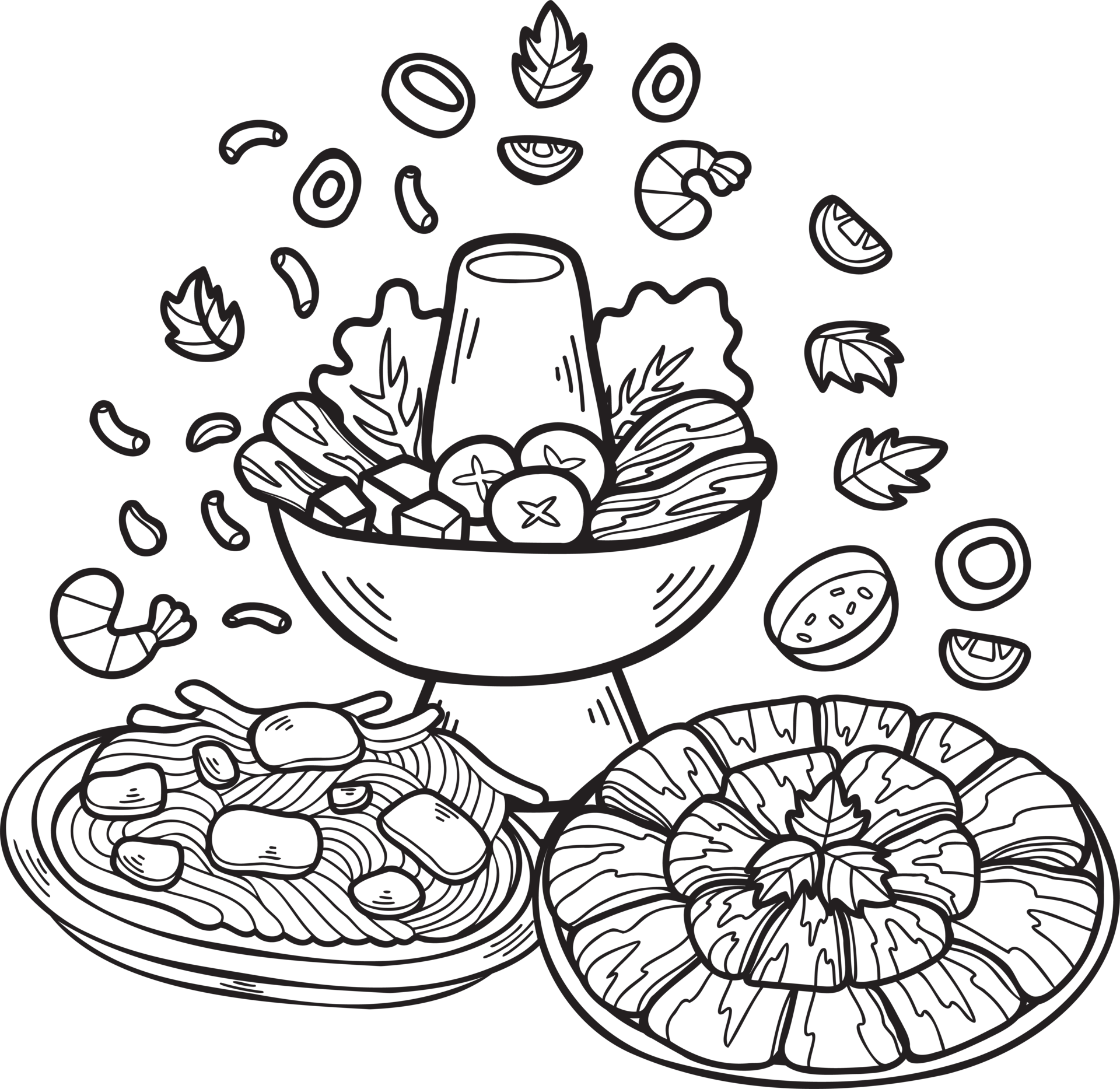 Hand Drawn meat for hot pot Chinese and Japanese food illustration