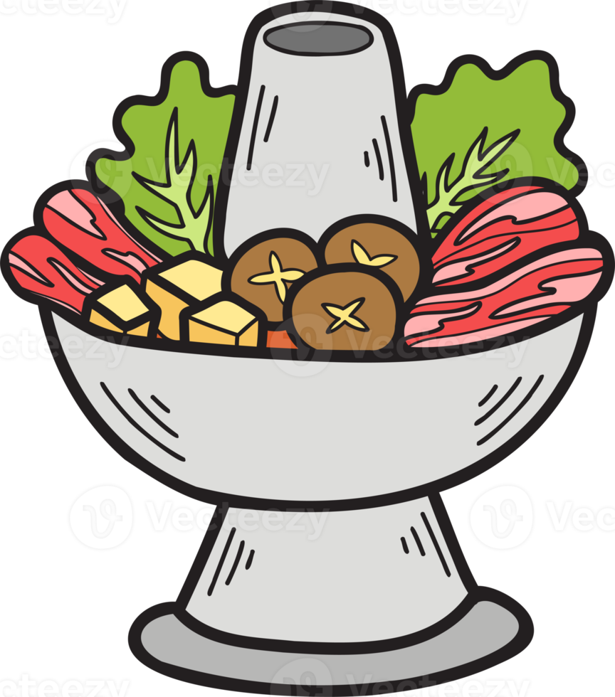Hand Drawn meat for hot pot Chinese and Japanese food illustration