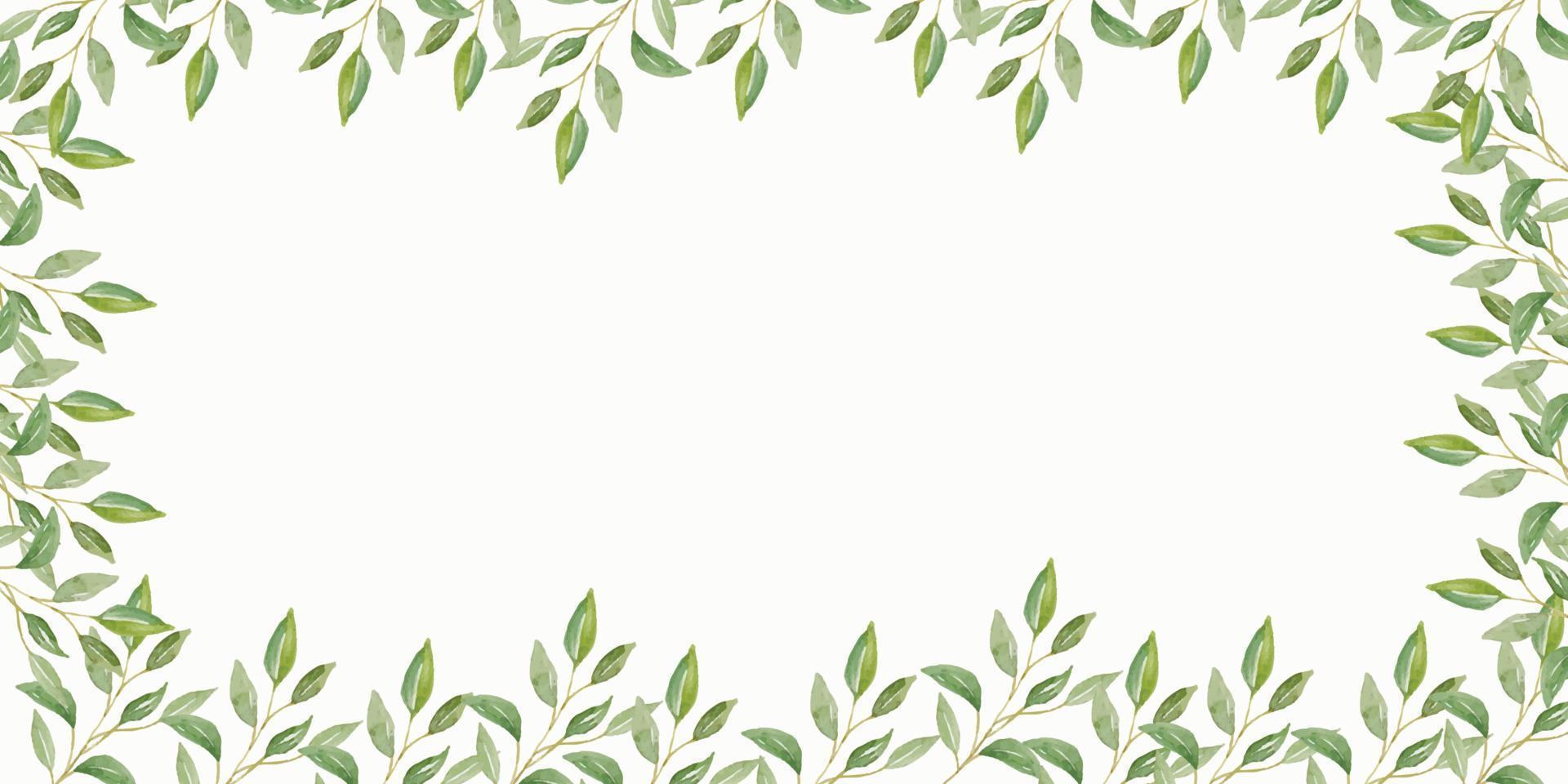 Herbal minimalist and modern vector banner with free space for text. Hand painted plants, branches, leaves on a white background. Greenery wedding simple horizontal template.