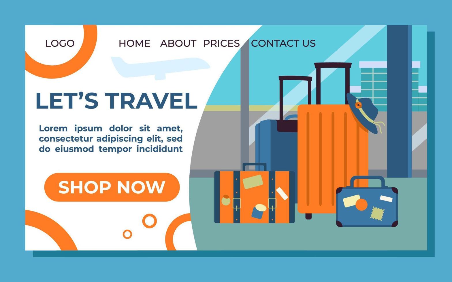 Concept Of Landing For Travel, Traveling, Vacation, Flights Vector Illustration In Flat Style