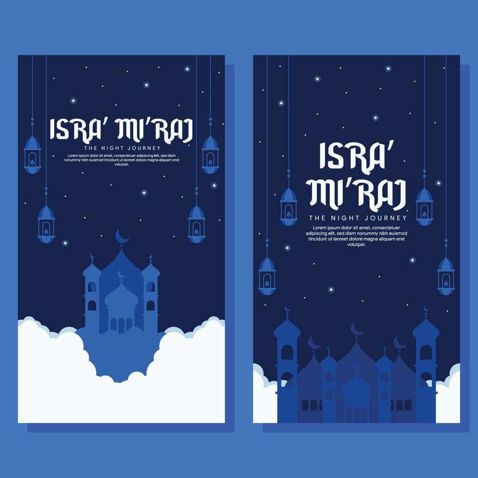 ilustración de banner vertical de isra miraj en diseño plano vector