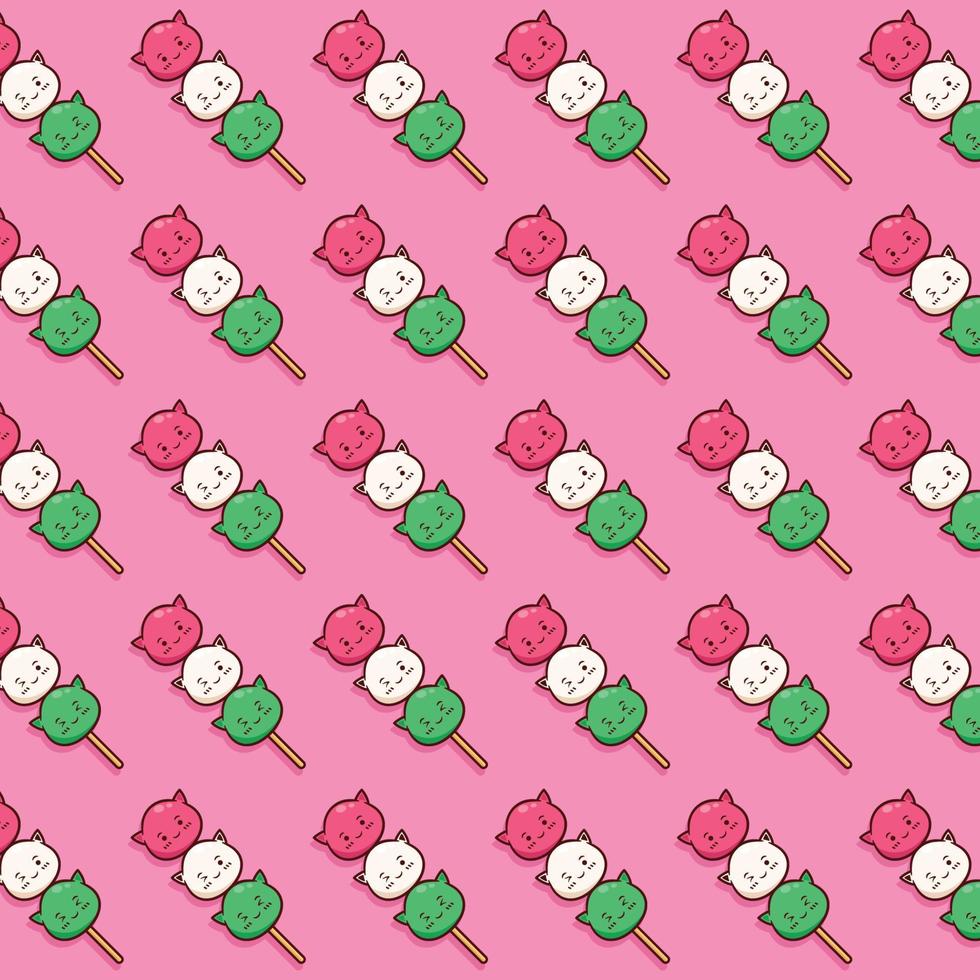 cute dango food pattern japanese dessert illustration in flat design vector