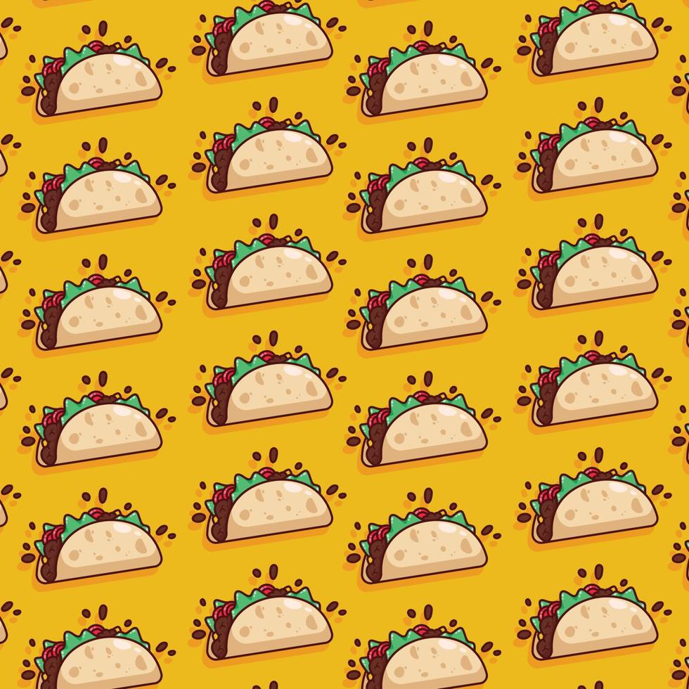 cute taco pattern illustration in flat design vector
