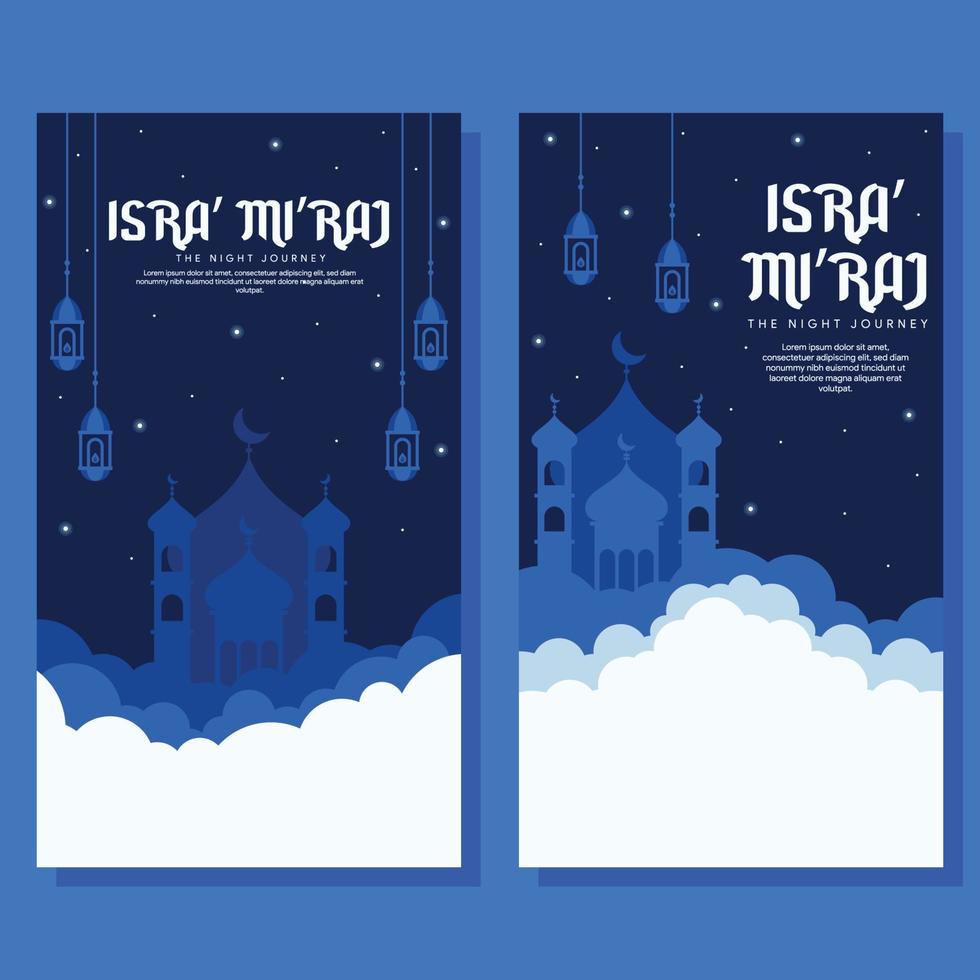 ilustración de banner vertical de isra miraj en diseño plano vector